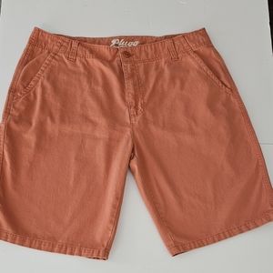 Plugg Mens Size 38 Orange Cotton Casual Golf Flat Front Outdoor Shorts